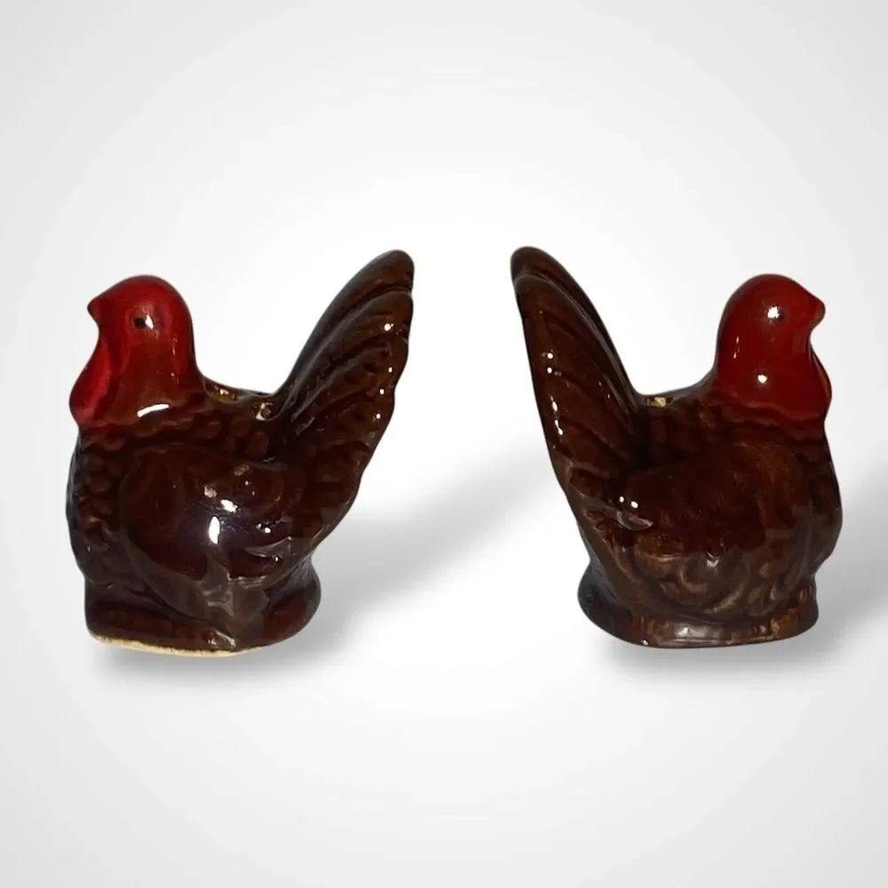 Miniature Turkey Salt and Pepper Shakers Vintage Ceramic Thanksgiving Pair